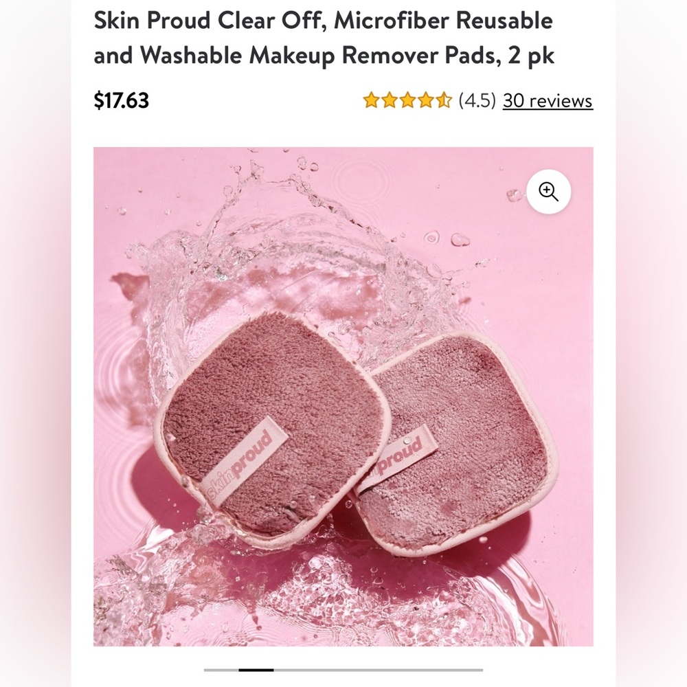 NEW Skin Proud Clear Off Microfiber Reusable & Washable Makeup Remover P…
